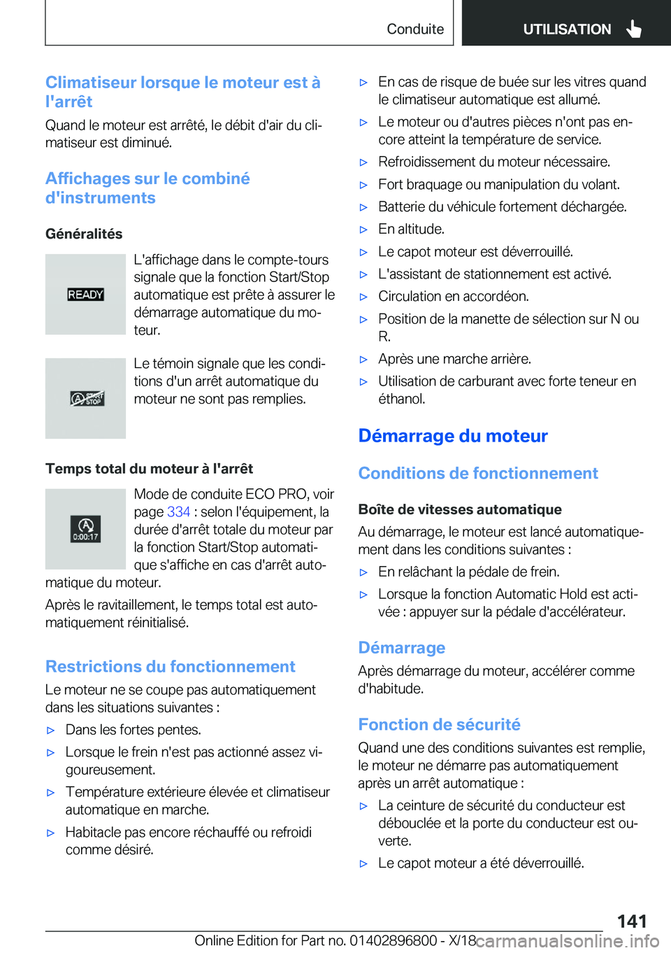 BMW 7 SERIES 2019  Notices Demploi (in French) �C�l�i�m�a�t�i�s�e�u�r��l�o�r�s�q�u�e��l�e��m�o�t�e�u�r��e�s�t��
