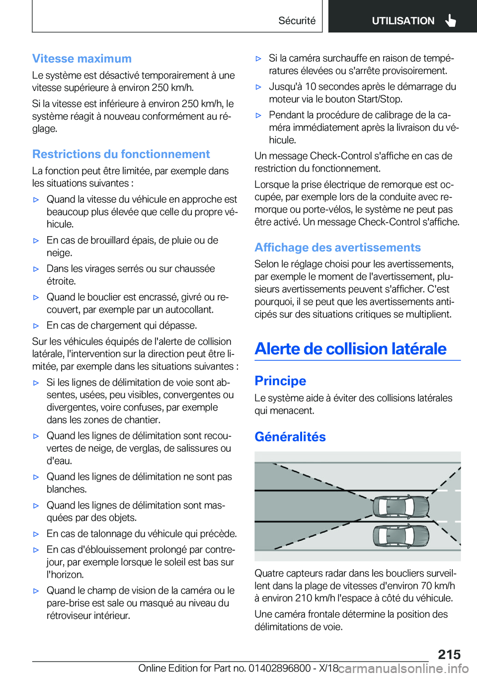 BMW 7 SERIES 2019  Notices Demploi (in French) �V�i�t�e�s�s�e��m�a�x�i�m�u�m�L�e��s�y�s�t�è�m�e��e�s�t��d�é�s�a�c�t�i�v�é��t�e�m�p�o�r�a�i�r�e�m�e�n�t��