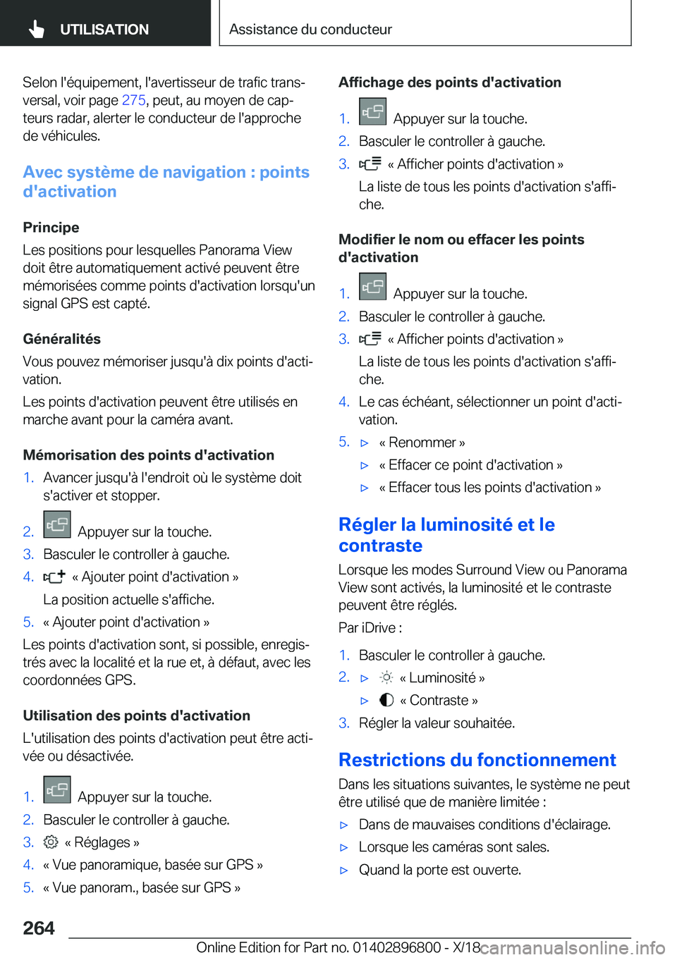BMW 7 SERIES 2019  Notices Demploi (in French) �S�e�l�o�n��l�'�é�q�u�i�p�e�m�e�n�t�,��l�'�a�v�e�r�t�i�s�s�e�u�r��d�e��t�r�a�f�i�c��t�r�a�n�sj�v�e�r�s�a�l�,��v�o�i�r��p�a�g�e� �2�7�5�,��p�e�u�t�,��a�u��m�o�y�e�n��d�e��c�a�pj