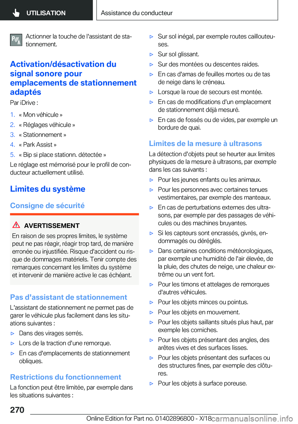 BMW 7 SERIES 2019  Notices Demploi (in French) �A�c�t�i�o�n�n�e�r��l�a��t�o�u�c�h�e��d�e��l�'�a�s�s�i�s�t�a�n�t��d�e��s�t�aj
�t�i�o�n�n�e�m�e�n�t�.
�A�c�t�i�v�a�t�i�o�n�/�d�é�s�a�c�t�i�v�a�t�i�o�n��d�u
�s�i�g�n�a�l��s�o�n�o�r�e��p�o