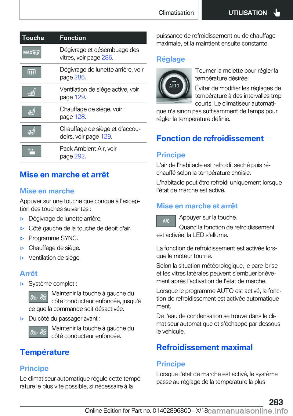 BMW 7 SERIES 2019  Notices Demploi (in French) �T�o�u�c�h�e�F�o�n�c�t�i�o�n�D�é�g�i�v�r�a�g�e��e�t��d�é�s�e�m�b�u�a�g�e��d�e�s
�v�i�t�r�e�s�,��v�o�i�r��p�a�g�e� �2�8�6�.�D�é�g�i�v�r�a�g�e��d�e��l�u�n�e�t�t�e��a�r�r�i�è�r�e�,��v�o�i�r