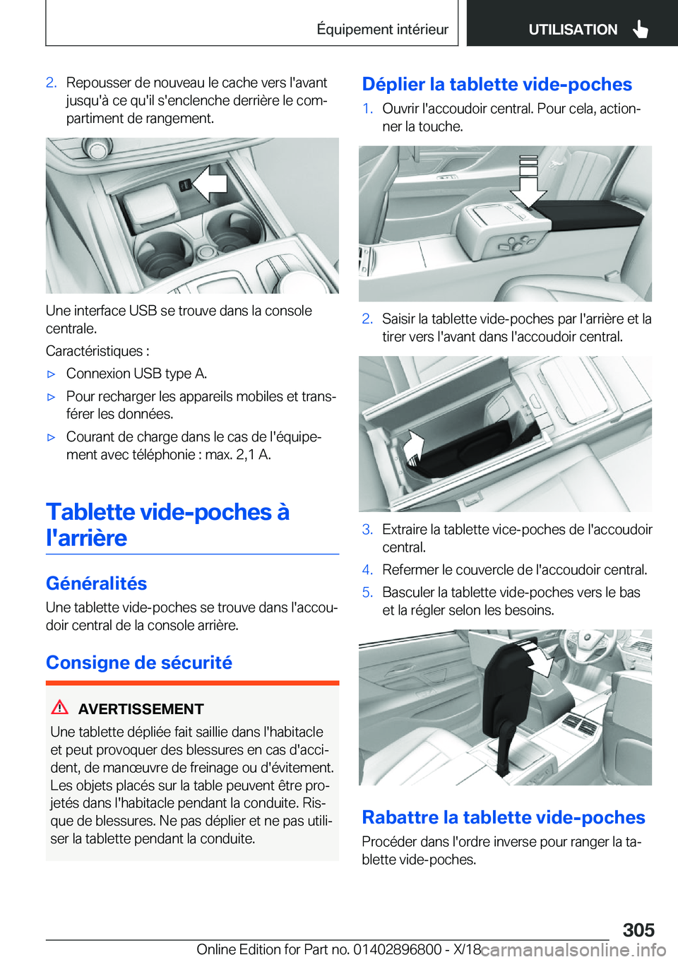 BMW 7 SERIES 2019  Notices Demploi (in French) �2�.�R�e�p�o�u�s�s�e�r��d�e��n�o�u�v�e�a�u��l�e��c�a�c�h�e��v�e�r�s��l�'�a�v�a�n�t
�j�u�s�q�u�'�