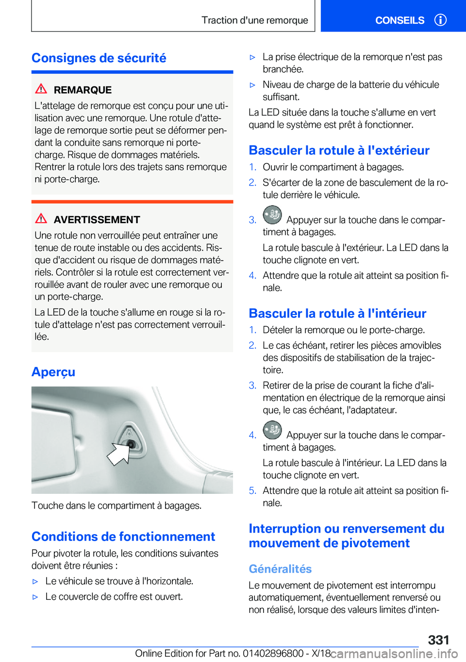BMW 7 SERIES 2019  Notices Demploi (in French) �C�o�n�s�i�g�n�e�s��d�e��s�é�c�u�r�i�t�é
�R�E�M�A�R�Q�U�E
�L�'�a�t�t�e�l�a�g�e��d�e��r�e�m�o�r�q�u�e��e�s�t��c�o�n�ç�u��p�o�u�r��u�n�e��u�t�ij �l�i�s�a�t�i�o�n��a�v�e�c��u�n�e��r�e