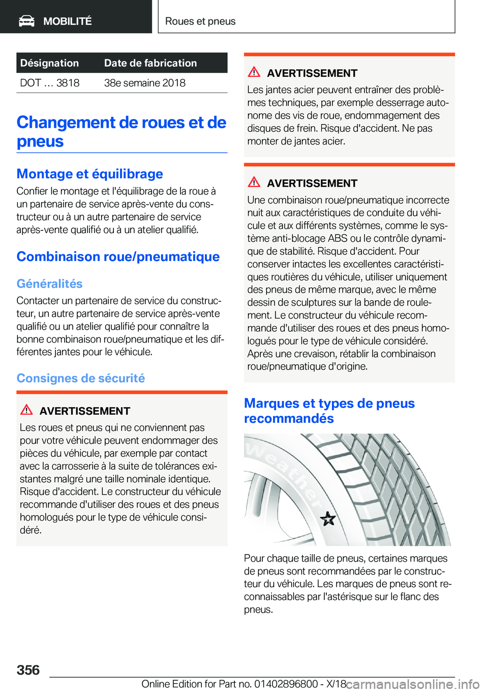 BMW 7 SERIES 2019  Notices Demploi (in French) �D�é�s�i�g�n�a�t�i�o�n�D�a�t�e��d�e��f�a�b�r�i�c�a�t�i�o�n�D�O�T�