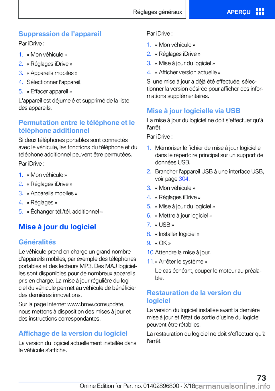 BMW 7 SERIES 2019  Notices Demploi (in French) �S�u�p�p�r�e�s�s�i�o�n��d�e��l�'�a�p�p�a�r�e�i�l
�P�a�r��i�D�r�i�v�e��:�1�.�k��M�o�n��v�é�h�i�c�u�l�e��{�2�.�k��R�é�g�l�a�g�e�s��i�D�r�i�v�e��{�3�.�k��A�p�p�a�r�e�i�l�s��m�o�b�i�l�e�