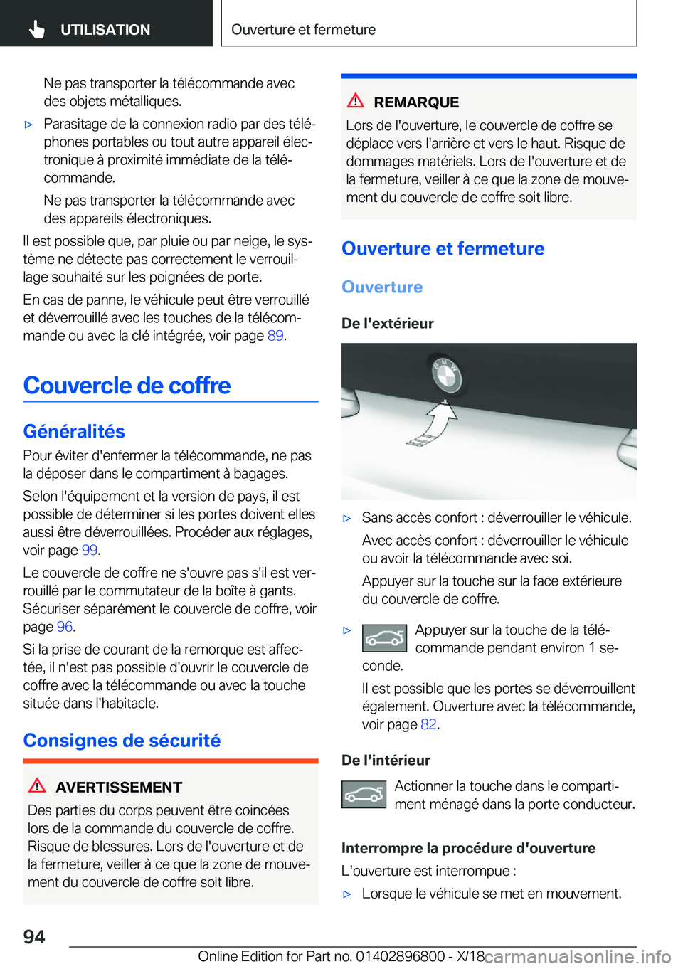 BMW 7 SERIES 2019  Notices Demploi (in French) �N�e��p�a�s��t�r�a�n�s�p�o�r�t�e�r��l�a��t�é�l�é�c�o�m�m�a�n�d�e��a�v�e�c�d�e�s��o�b�j�e�t�s��m�é�t�a�l�l�i�q�u�e�s�.'x�P�a�r�a�s�i�t�a�g�e��d�e��l�a��c�o�n�n�e�x�i�o�n��r�a�d�i�o��