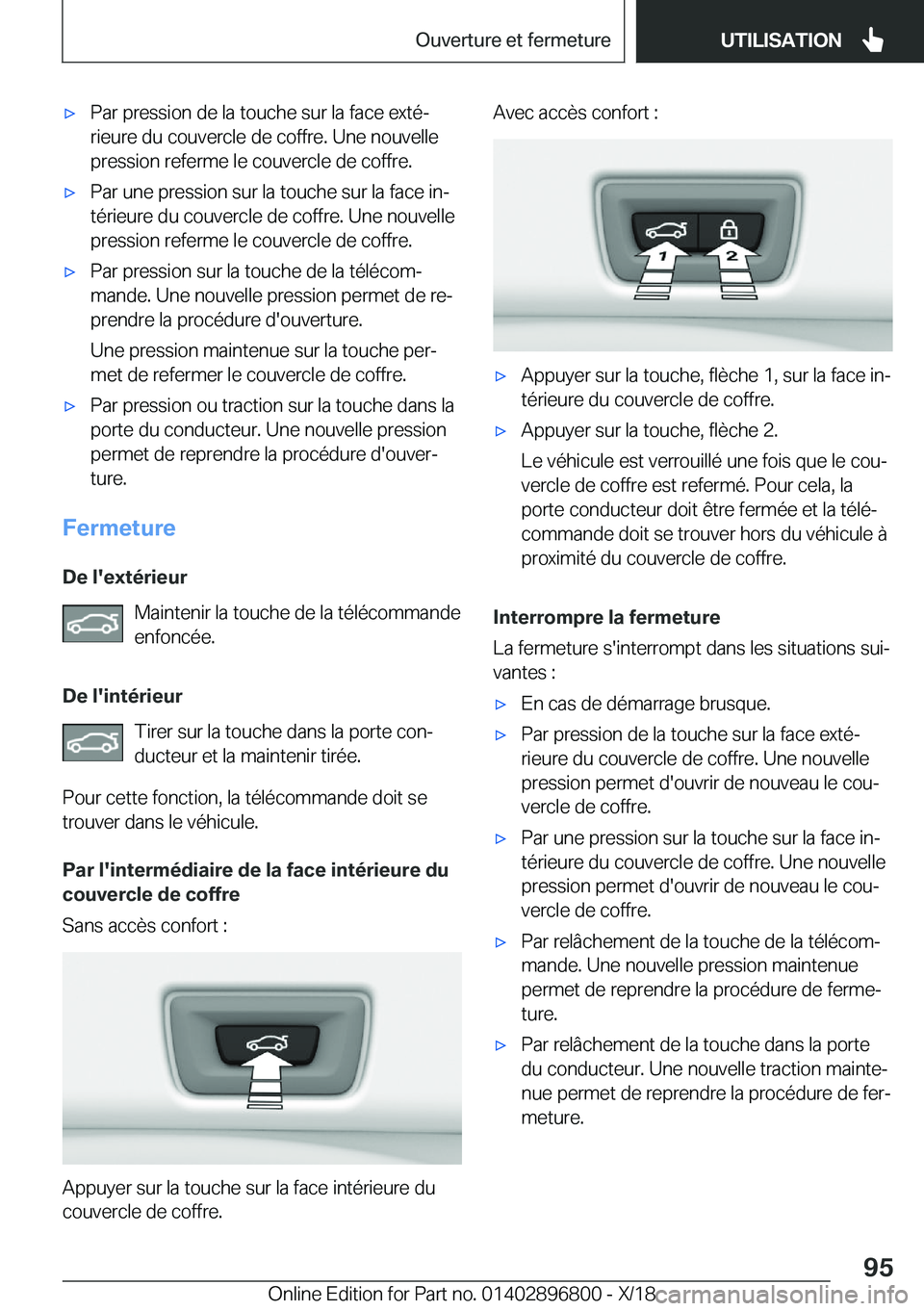 BMW 7 SERIES 2019  Notices Demploi (in French) 'x�P�a�r��p�r�e�s�s�i�o�n��d�e��l�a��t�o�u�c�h�e��s�u�r��l�a��f�a�c�e��e�x�t�éj
�r�i�e�u�r�e��d�u��c�o�u�v�e�r�c�l�e��d�e��c�o�f�f�r�e�.��U�n�e��n�o�u�v�e�l�l�e
�p�r�e�s�s�i�o�n��