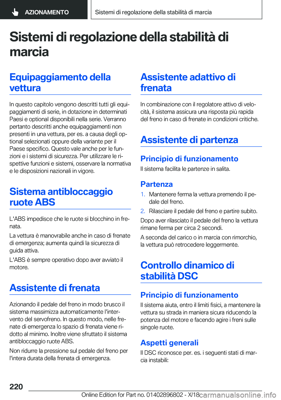 BMW 7 SERIES 2019  Libretti Di Uso E manutenzione (in Italian) �S�i�s�t�e�m�i��d�i��r�e�g�o�l�a�z�i�o�n�e��d�e�l�l�a��s�t�a�b�i�l�i�t�