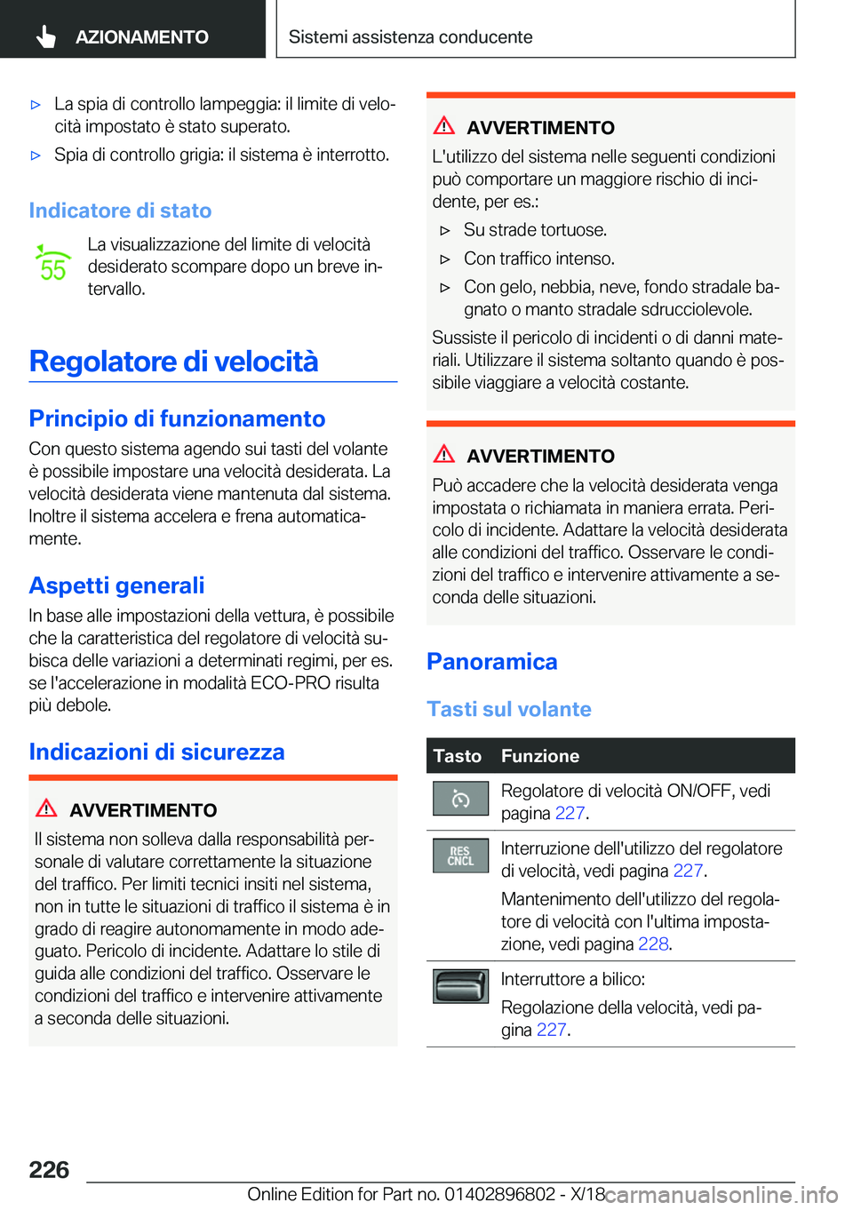 BMW 7 SERIES 2019  Libretti Di Uso E manutenzione (in Italian) 'x�L�a��s�p�i�a��d�i��c�o�n�t�r�o�l�l�o��l�a�m�p�e�g�g�i�a�:��i�l��l�i�m�i�t�e��d�i��v�e�l�oj�c�i�t�