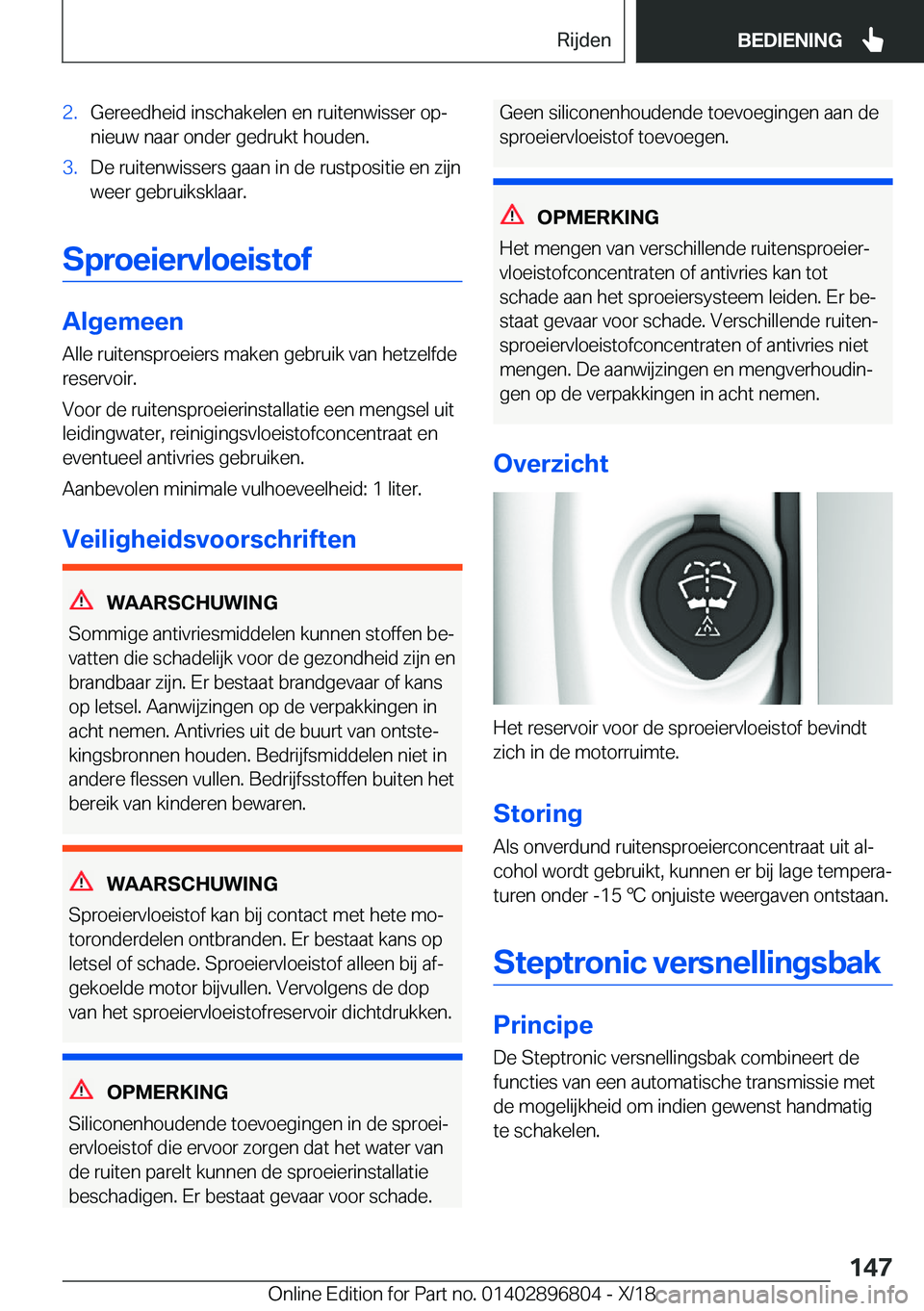BMW 7 SERIES 2019  Instructieboekjes (in Dutch) �2�.�G�e�r�e�e�d�h�e�i�d��i�n�s�c�h�a�k�e�l�e�n��e�n��r�u�i�t�e�n�w�i�s�s�e�r��o�pj�n�i�e�u�w��n�a�a�r��o�n�d�e�r��g�e�d�r�u�k�t��h�o�u�d�e�n�.�3�.�D�e��r�u�i�t�e�n�w�i�s�s�e�r�s��g�a�a�n�