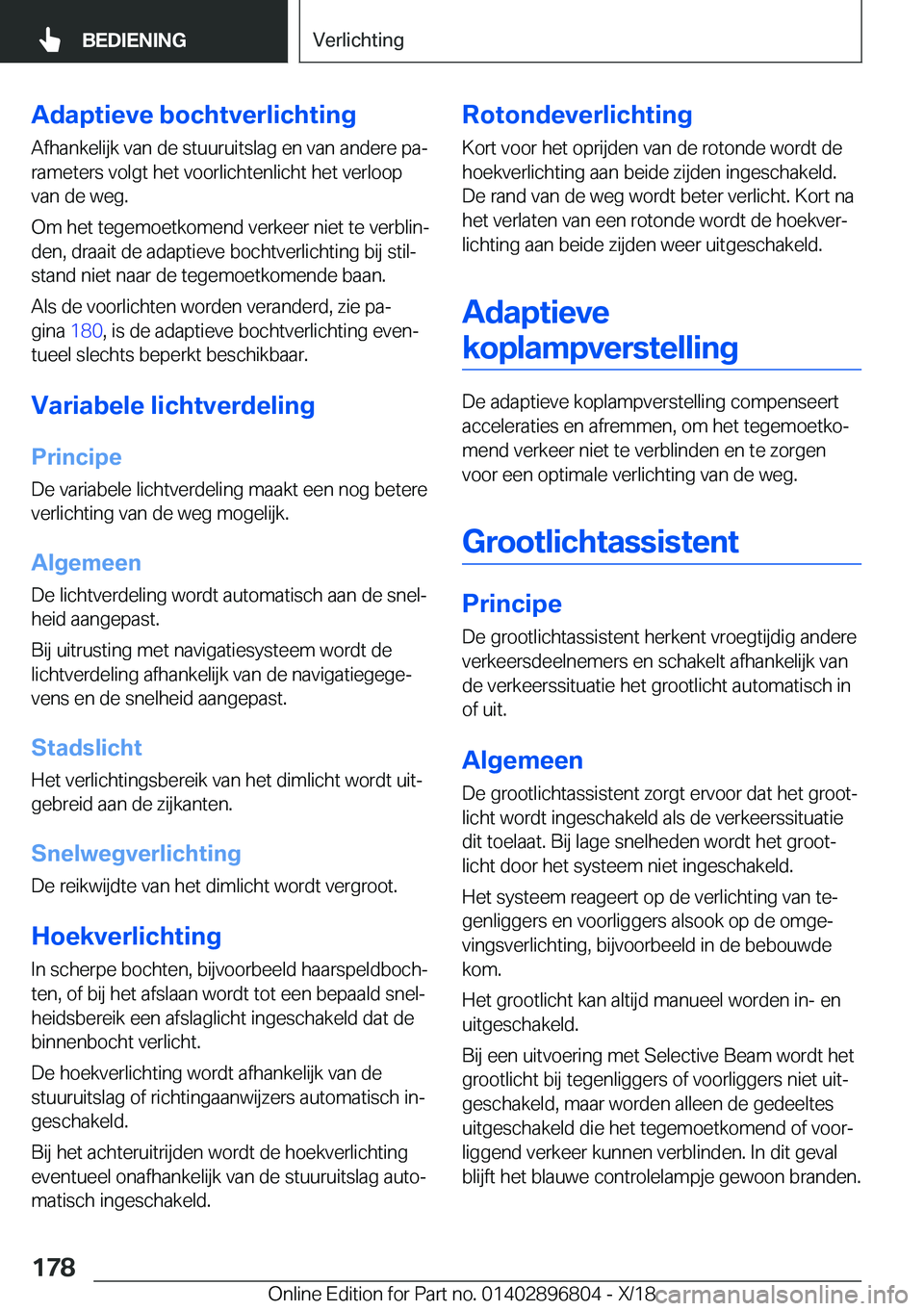 BMW 7 SERIES 2019  Instructieboekjes (in Dutch) �A�d�a�p�t�i�e�v�e��b�o�c�h�t�v�e�r�l�i�c�h�t�i�n�g�A�f�h�a�n�k�e�l�i�j�k��v�a�n��d�e��s�t�u�u�r�u�i�t�s�l�a�g��e�n��v�a�n��a�n�d�e�r�e��p�aj�r�a�m�e�t�e�r�s��v�o�l�g�t��h�e�t��v�o�o�r�l�i
