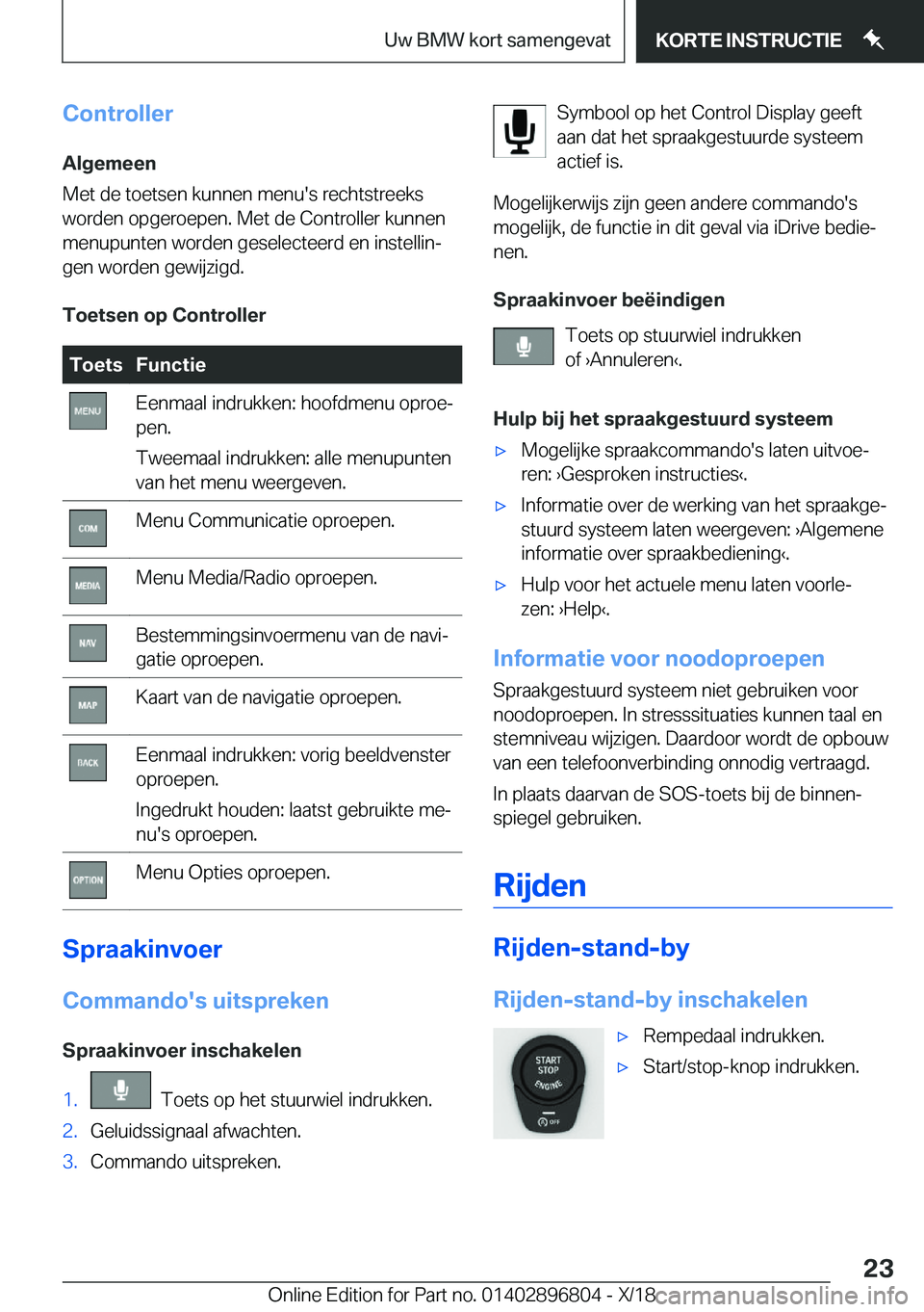 BMW 7 SERIES 2019  Instructieboekjes (in Dutch) �C�o�n�t�r�o�l�l�e�r�A�l�g�e�m�e�e�n
�M�e�t��d�e��t�o�e�t�s�e�n��k�u�n�n�e�n��m�e�n�u�'�s��r�e�c�h�t�s�t�r�e�e�k�s
�w�o�r�d�e�n��o�p�g�e�r�o�e�p�e�n�.��M�e�t��d�e��C�o�n�t�r�o�l�l�e�r��k
