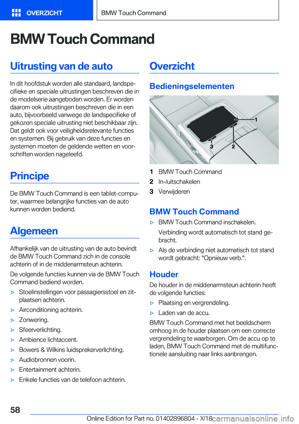 BMW 7 SERIES 2019  Instructieboekjes (in Dutch) �B�M�W��T�o�u�c�h��C�o�m�m�a�n�d�U�i�t�r�u�s�t�i�n�g��v�a�n��d�e��a�u�t�o
�I�n��d�i�t��h�o�o�f�d�s�t�u�k��w�o�r�d�e�n��a�l�l�e��s�t�a�n�d�a�a�r�d�,��l�a�n�d�s�p�ej�c�i�f�i�e�k�e��e�n��s�