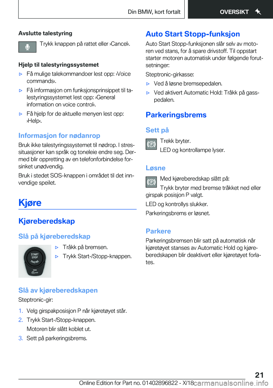 BMW 7 SERIES 2019  InstruksjonsbØker (in Norwegian) �A�v�s�l�u�t�t�e��t�a�l�e�s�t�y�r�i�n�g�T�r�y�k�k��k�n�a�p�p�e�n��p�å��r�a�t�t�e�t��e�l�l�e�r�