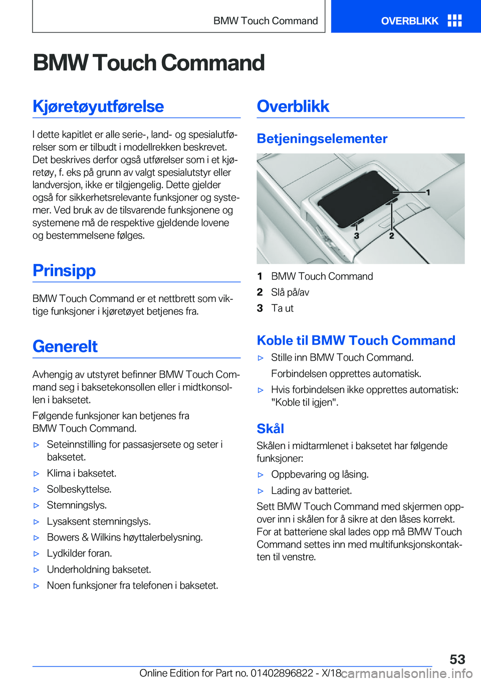BMW 7 SERIES 2019  InstruksjonsbØker (in Norwegian) �B�M�W��T�o�u�c�h��C�o�m�m�a�n�d�K�j�