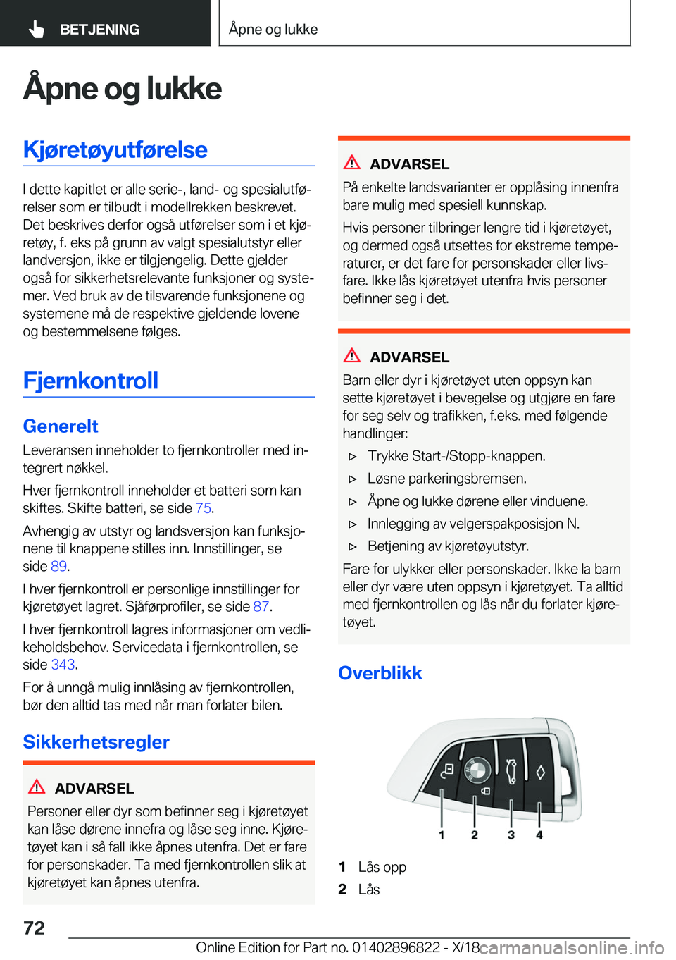 BMW 7 SERIES 2019  InstruksjonsbØker (in Norwegian) �
