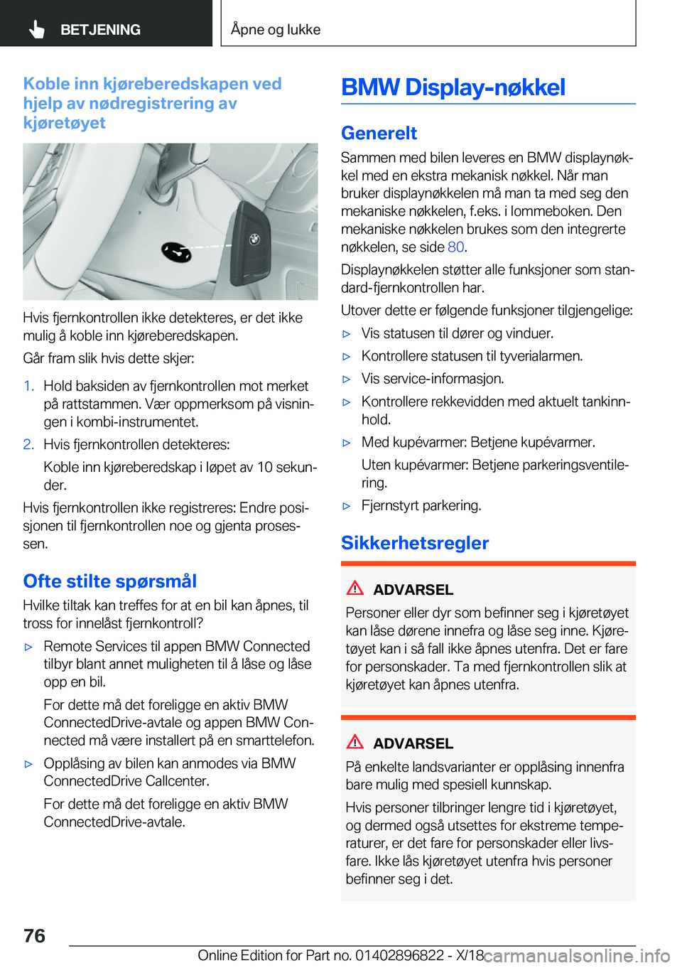 BMW 7 SERIES 2019  InstruksjonsbØker (in Norwegian) �K�o�b�l�e��i�n�n��k�j�