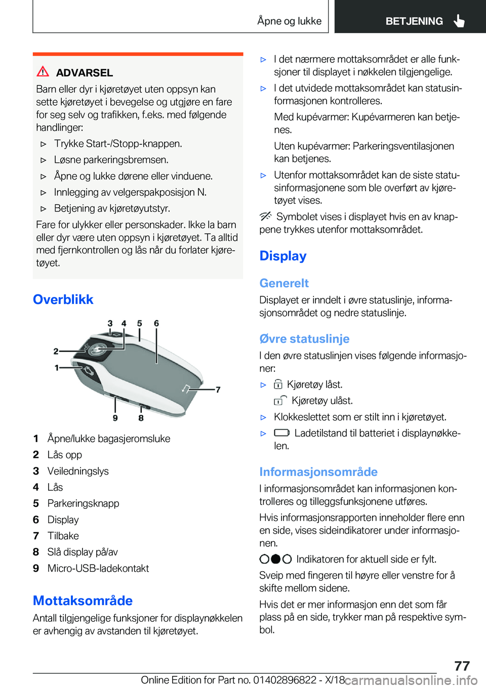 BMW 7 SERIES 2019  InstruksjonsbØker (in Norwegian) �A�D�V�A�R�S�E�L
�B�a�r�n��e�l�l�e�r��d�y�r��i��k�j�