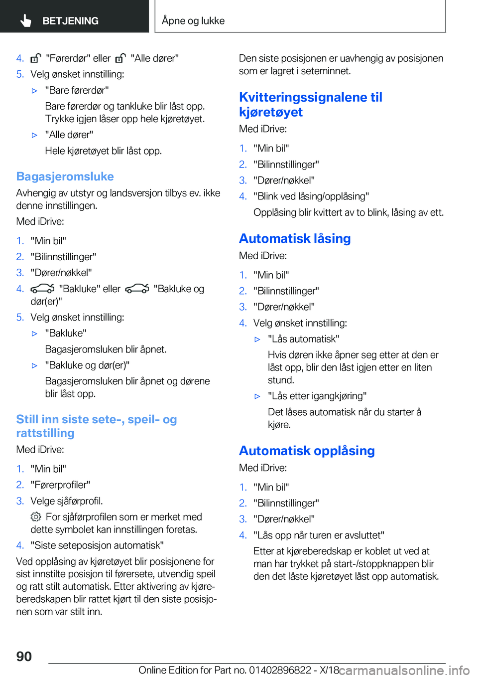 BMW 7 SERIES 2019  InstruksjonsbØker (in Norwegian) �4�.����F�