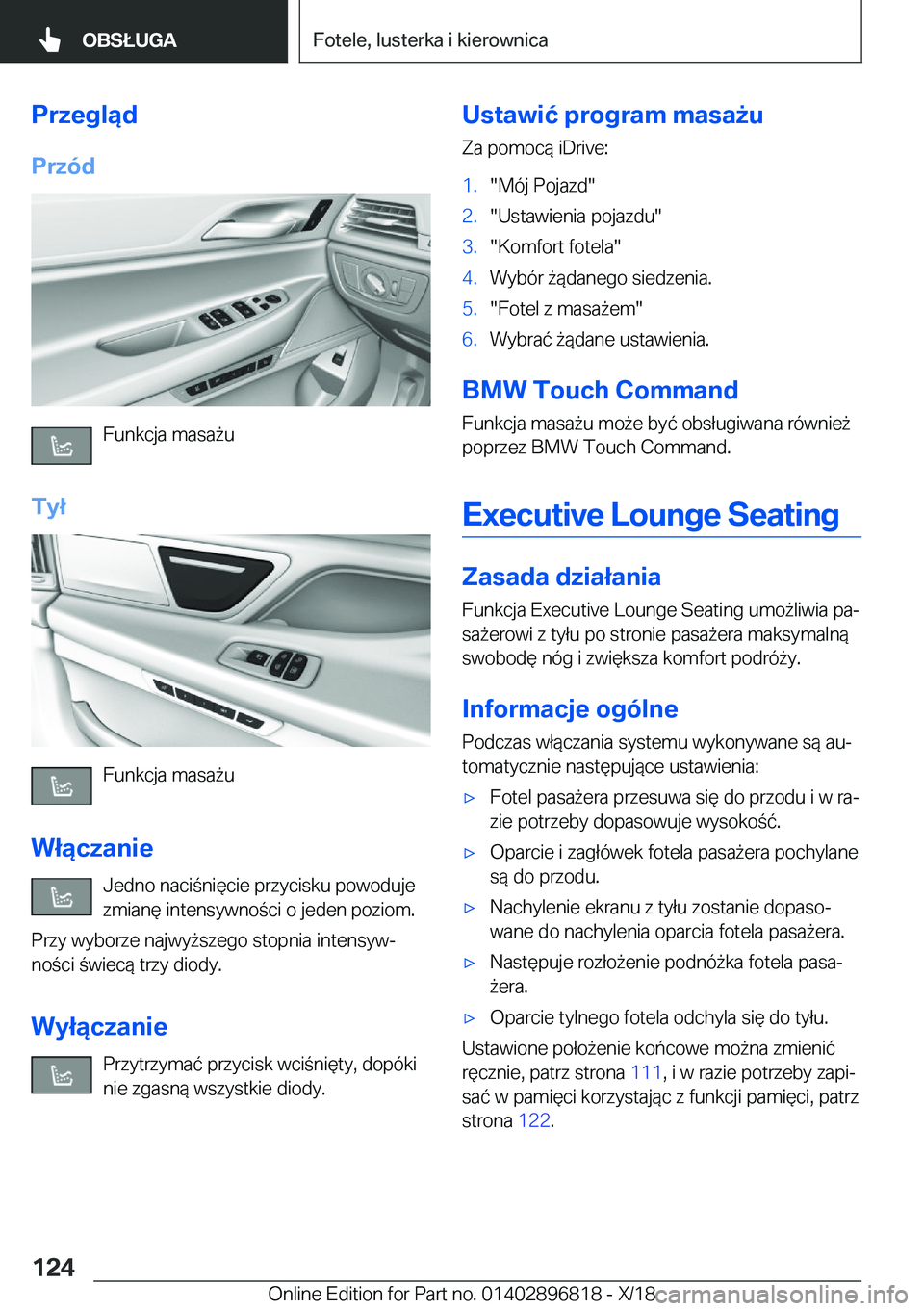 BMW 7 SERIES 2019  Instrukcja obsługi (in Polish) �P�r�z�e�g�l�ą�d�P�r�z�