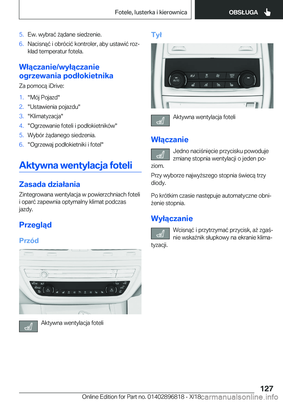 BMW 7 SERIES 2019  Instrukcja obsługi (in Polish) �5�.�E�w�.��w�y�b�r�a�