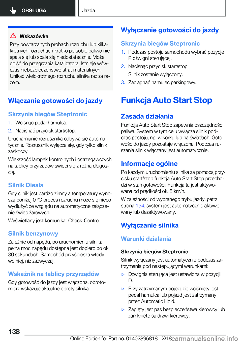 BMW 7 SERIES 2019  Instrukcja obsługi (in Polish) �W�s�k�a�z�