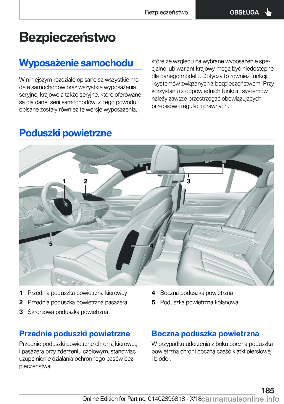 BMW 7 SERIES 2019  Instrukcja obsługi (in Polish) �B�e�z�p�i�e�c�z�e�