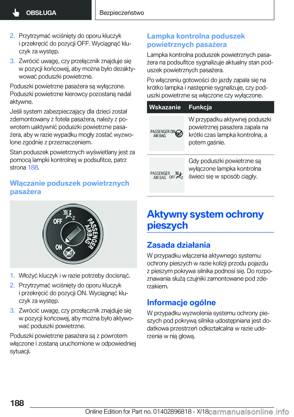 BMW 7 SERIES 2019  Instrukcja obsługi (in Polish) �2�.�P�r�z�y�t�r�z�y�m�a�