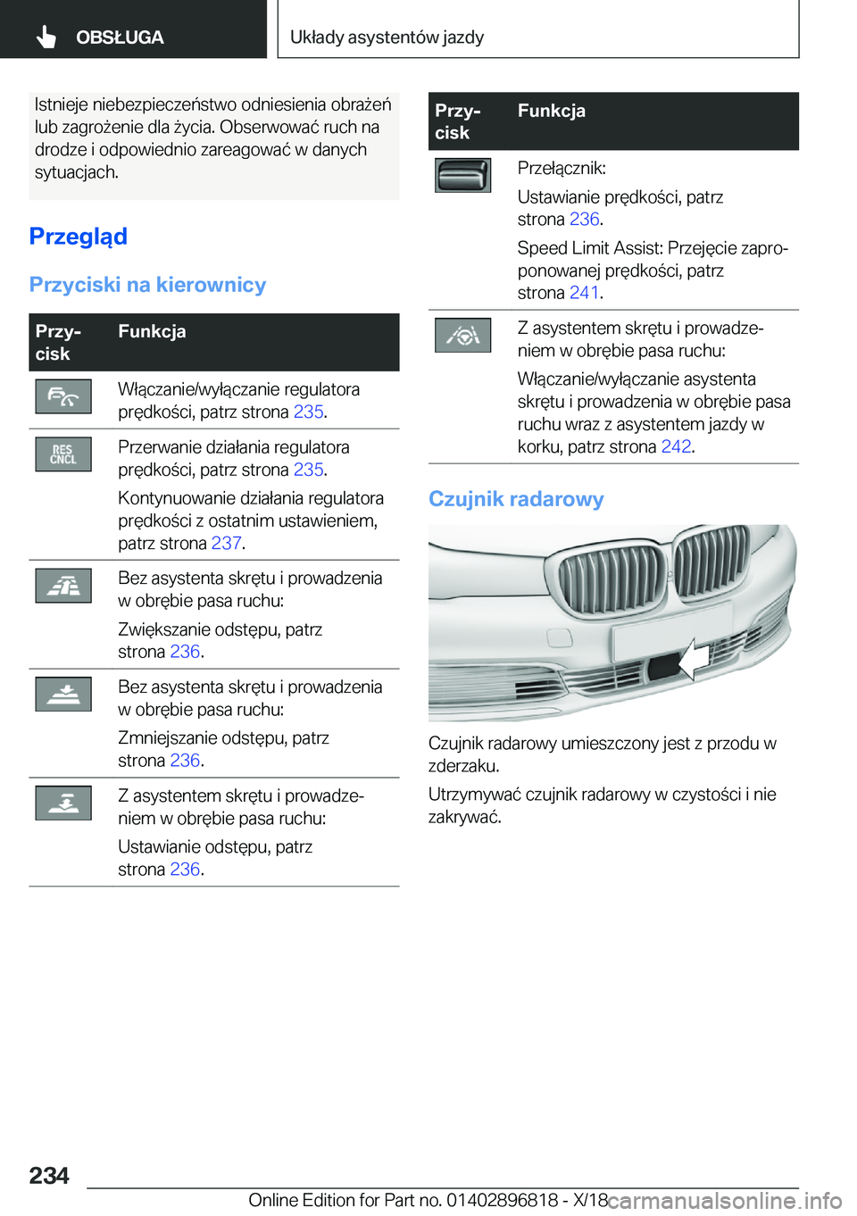 BMW 7 SERIES 2019  Instrukcja obsługi (in Polish) �I�s�t�n�i�e�j�e��n�i�e�b�e�z�p�i�e�c�z�e�