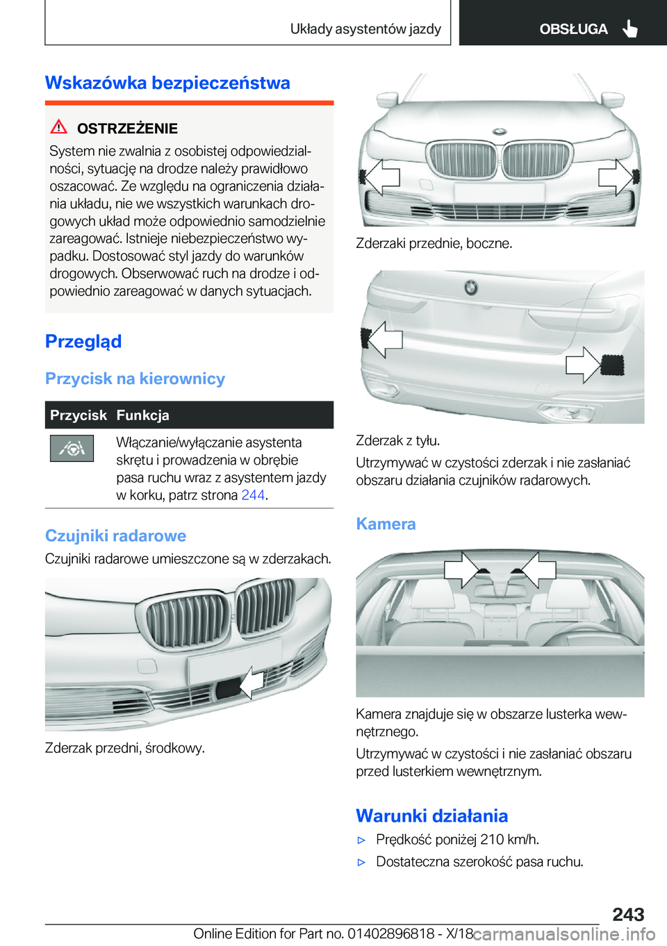 BMW 7 SERIES 2019  Instrukcja obsługi (in Polish) �W�s�k�a�z�