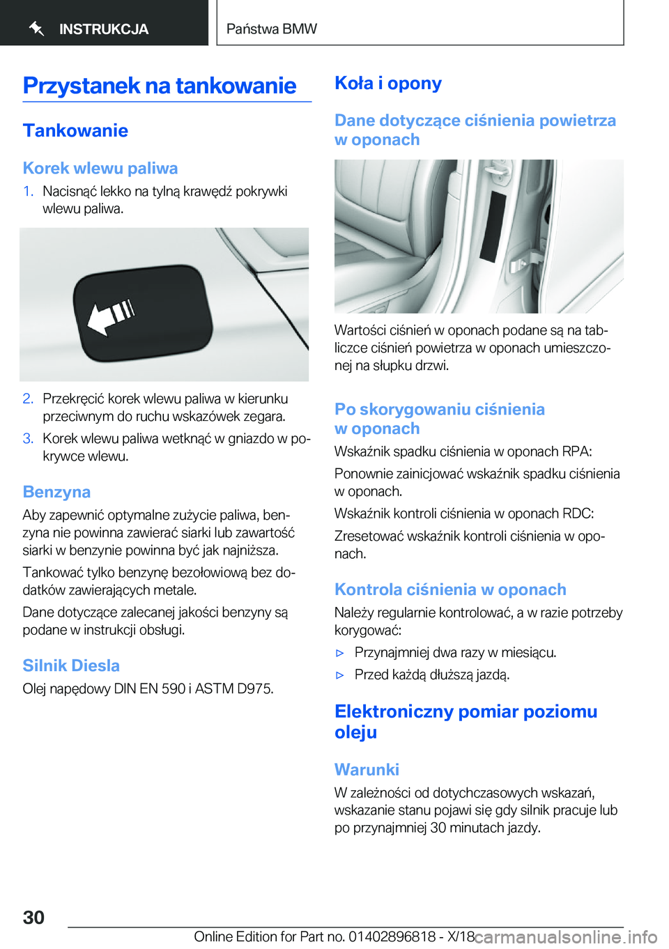 BMW 7 SERIES 2019  Instrukcja obsługi (in Polish) �P�r�z�y�s�t�a�n�e�k��n�a��t�a�n�k�o�w�a�n�i�e
�T�a�n�k�o�w�a�n�i�e
�K�o�r�e�k��w�l�e�w�u��p�a�l�i�w�a
�1�.�N�a�c�i�s�n�