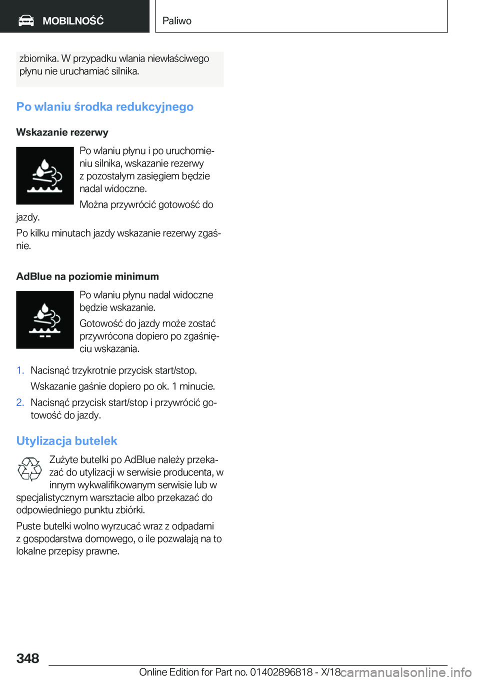BMW 7 SERIES 2019  Instrukcja obsługi (in Polish) �z�b�i�o�r�n�i�k�a�.��W��p�r�z�y�p�a�d�k�u��w�l�a�n�i�a��n�i�e�w�ł�a�c�i�w�e�g�o�p�ł�y�n�u��n�i�e��u�r�u�c�h�a�m�i�a�