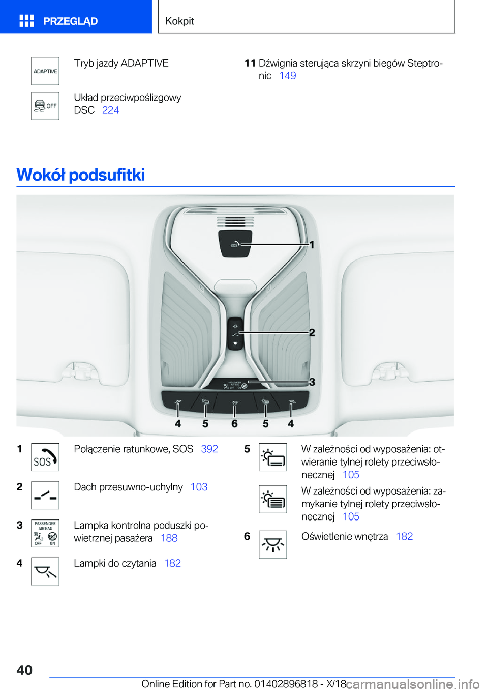 BMW 7 SERIES 2019  Instrukcja obsługi (in Polish) �T�r�y�b��j�a�z�d�y��A�D�A�P�T�I�V�E�U�k�ł�a�d��p�r�z�e�c�i�w�p�o�l�i�z�g�o�w�y
�D�S�C\_ �2�2�4�1�1�D7�w�i�g�n�i�a��s�t�e�r�u�j�