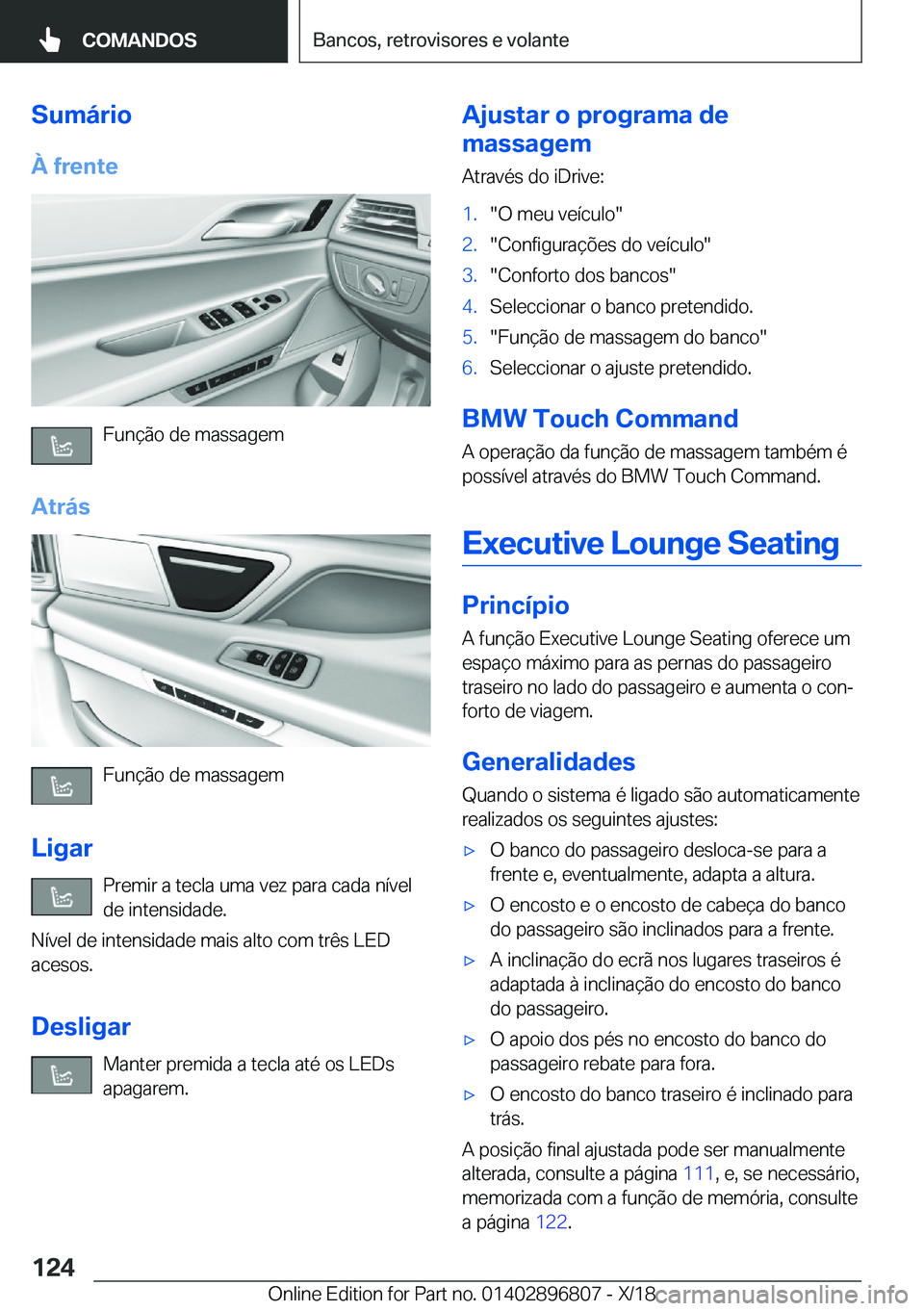 BMW 7 SERIES 2019  Manual do condutor (in Portuguese) �S�u�m�á�r�i�o�À��f�r�e�n�t�e
�F�u�n�