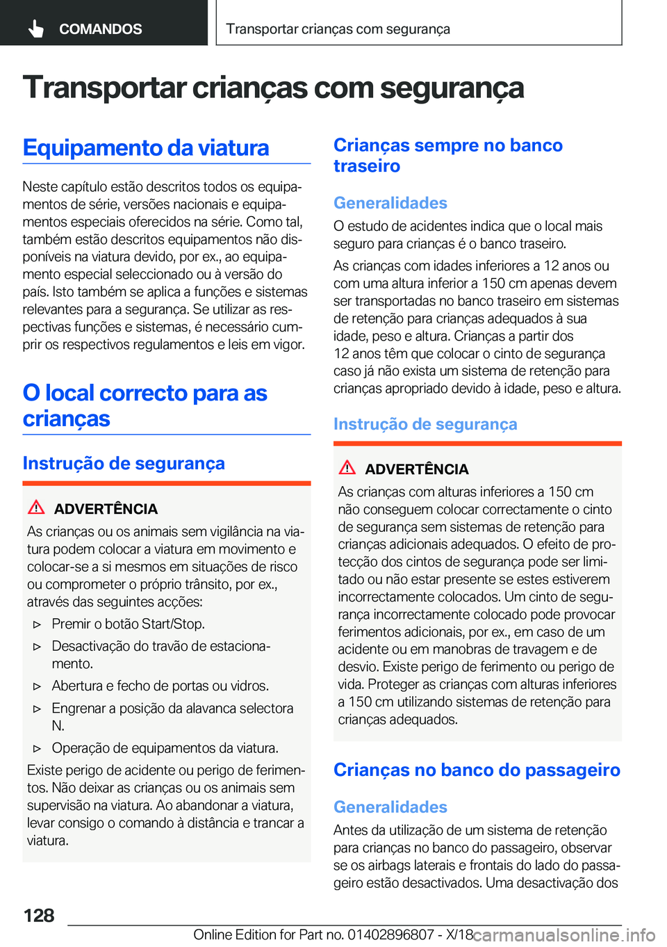 BMW 7 SERIES 2019  Manual do condutor (in Portuguese) �T�r�a�n�s�p�o�r�t�a�r��c�r�i�a�n�