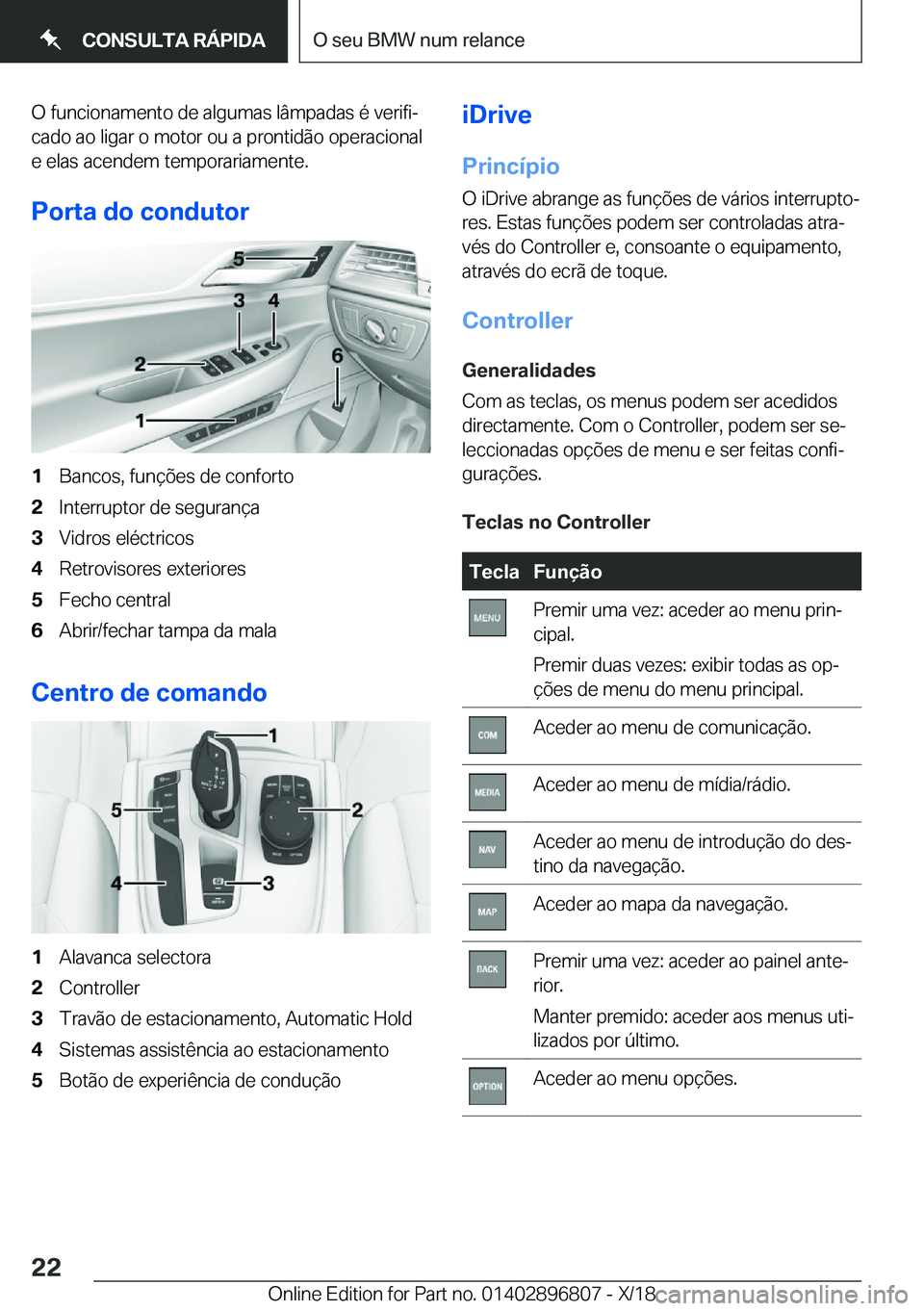 BMW 7 SERIES 2019  Manual do condutor (in Portuguese) �O��f�u�n�c�i�o�n�a�m�e�n�t�o��d�e��a�l�g�u�m�a�s��l�â�m�p�a�d�a�s��é��v�e�r�i�f�iª�c�a�d�o��a�o��l�i�g�a�r��o��m�o�t�o�r��o�u��a��p�r�o�n�t�i�d�ã�o��o�p�e�r�a�c�i�o�n�a�l
�e��e�l�
