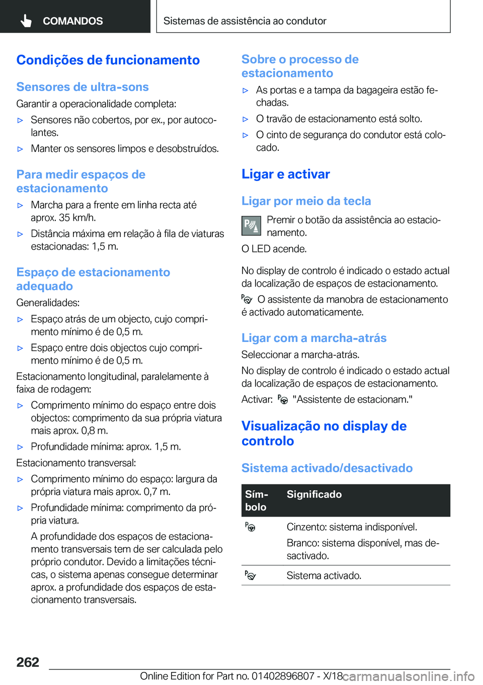 BMW 7 SERIES 2019  Manual do condutor (in Portuguese) �C�o�n�d�i�