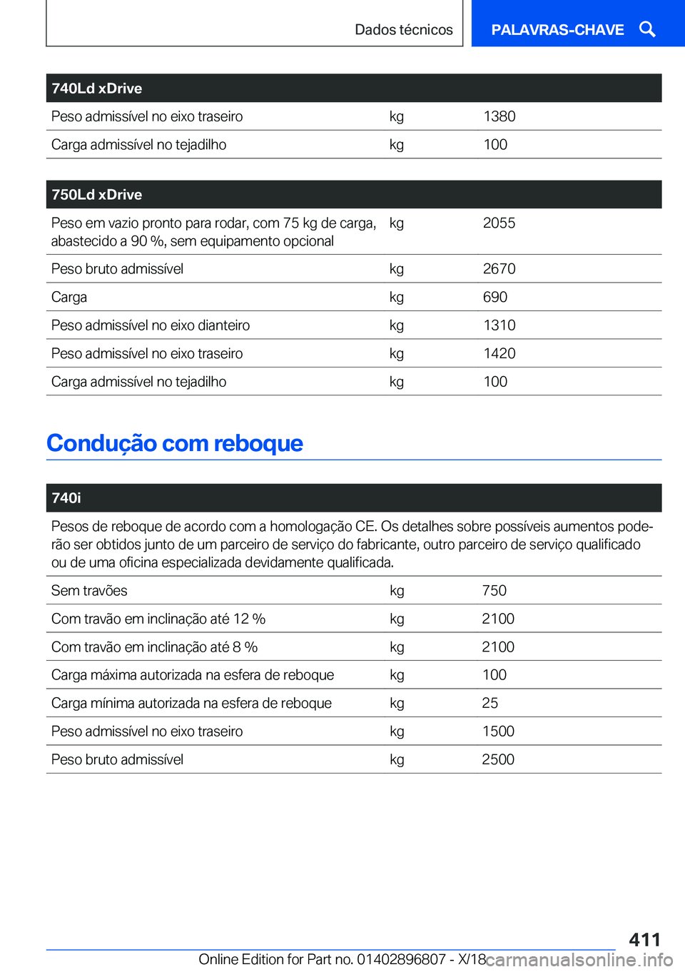 BMW 7 SERIES 2019  Manual do condutor (in Portuguese) �7�4�0�L�d��x�D�r�i�v�e�P�e�s�o��a�d�m�i�s�s�