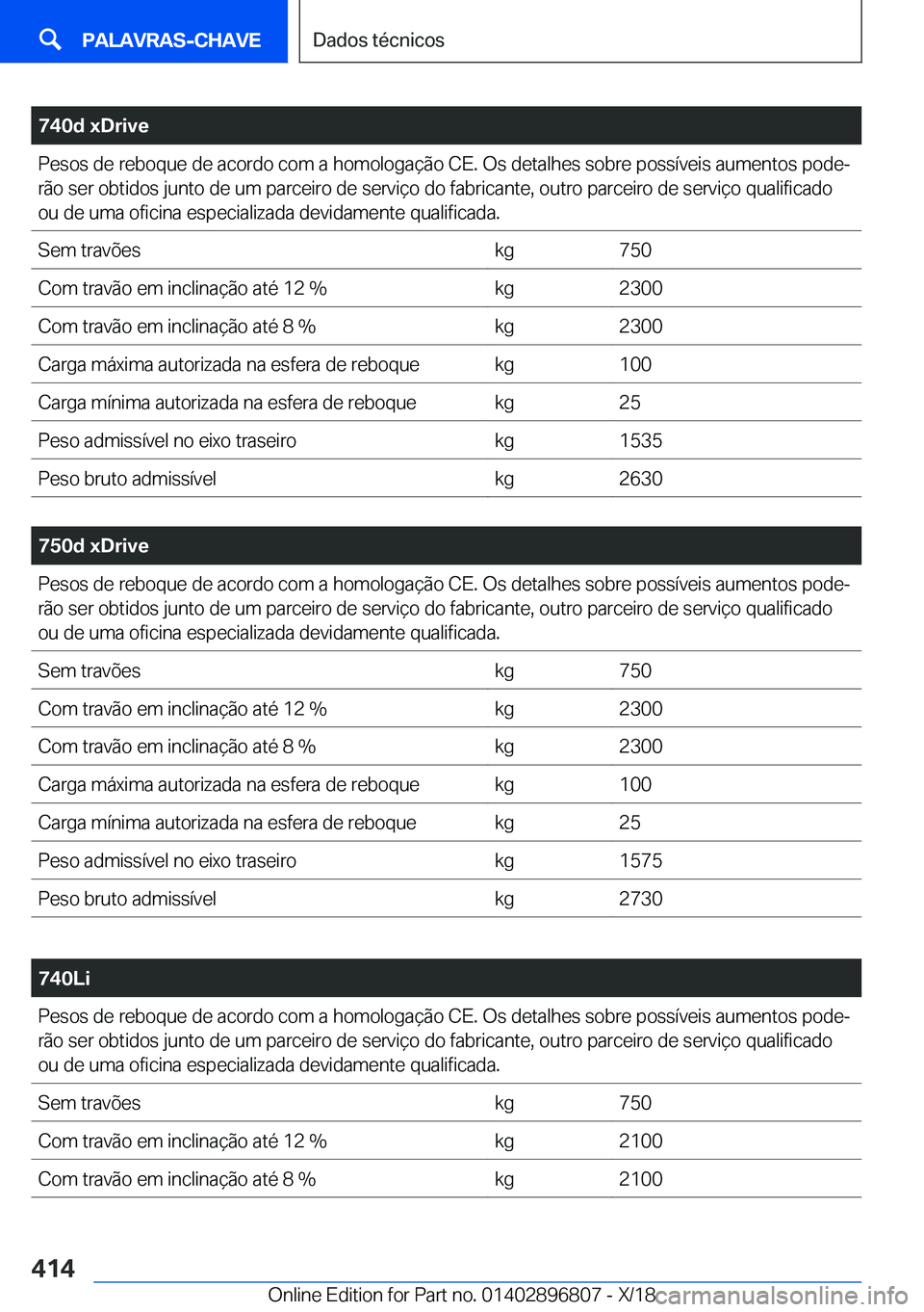 BMW 7 SERIES 2019  Manual do condutor (in Portuguese) �7�4�0�d��x�D�r�i�v�e�P�e�s�o�s��d�e��r�e�b�o�q�u�e��d�e��a�c�o�r�d�o��c�o�m��a��h�o�m�o�l�o�g�a�