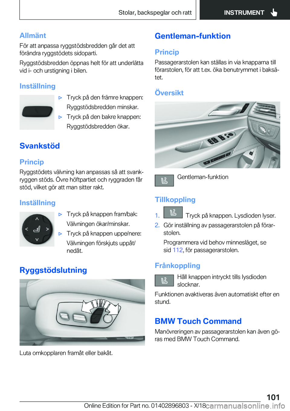 BMW 7 SERIES 2019  InstruktionsbÖcker (in Swedish) �A�l�l�m�ä�n�t
�F�