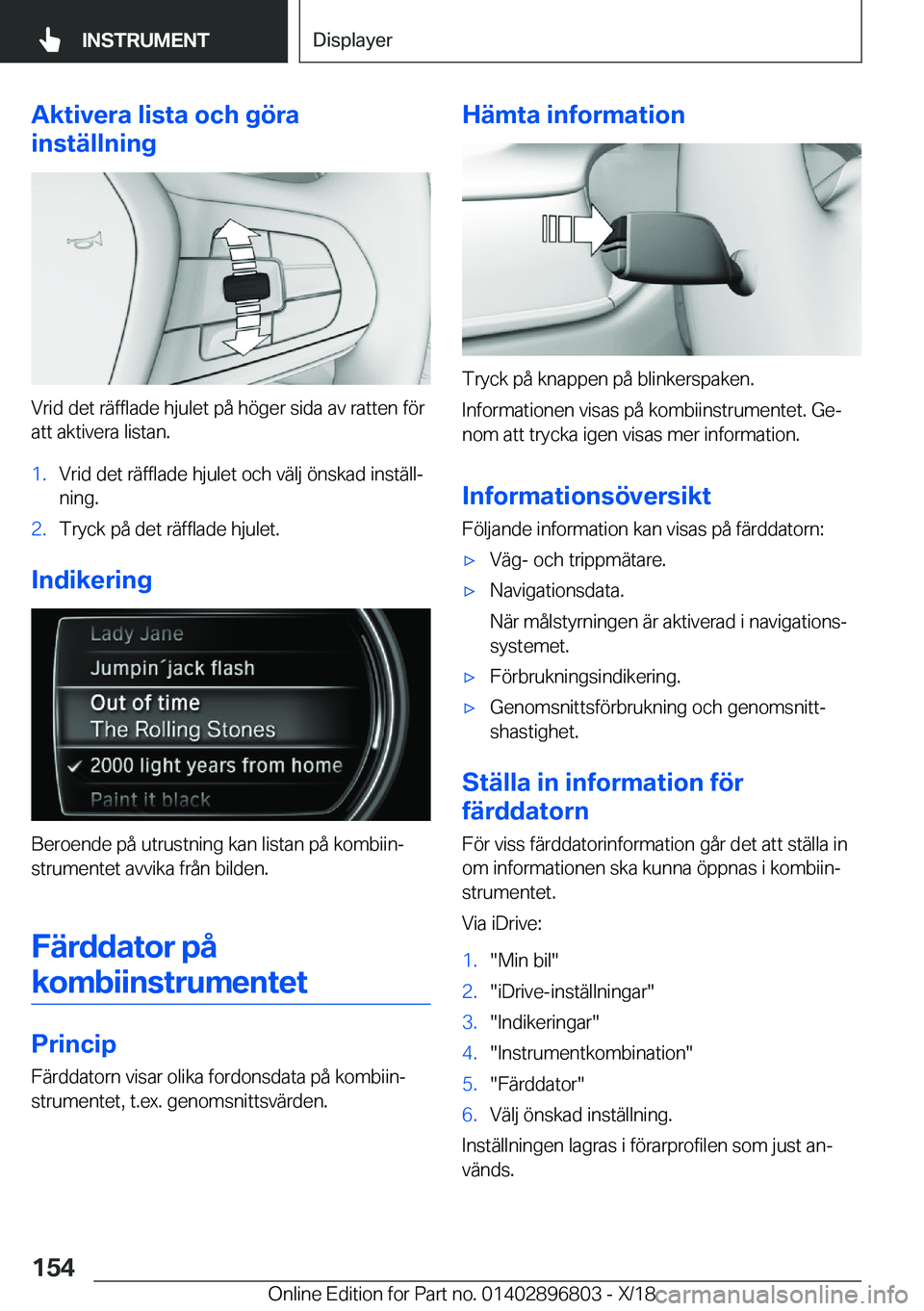 BMW 7 SERIES 2019  InstruktionsbÖcker (in Swedish) �A�k�t�i�v�e�r�a��l�i�s�t�a��o�c�h��g�