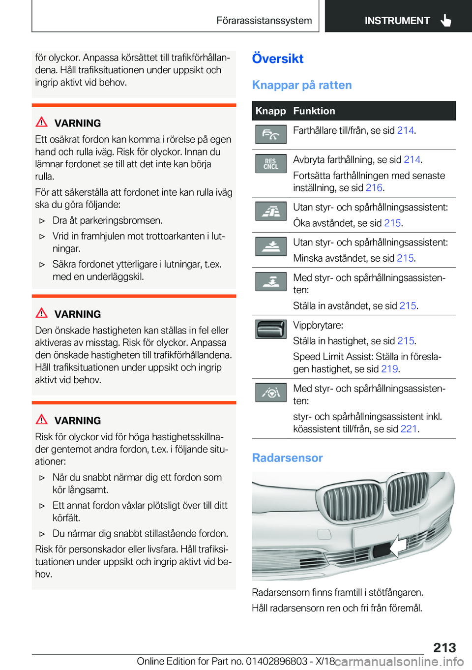 BMW 7 SERIES 2019  InstruktionsbÖcker (in Swedish) �f�