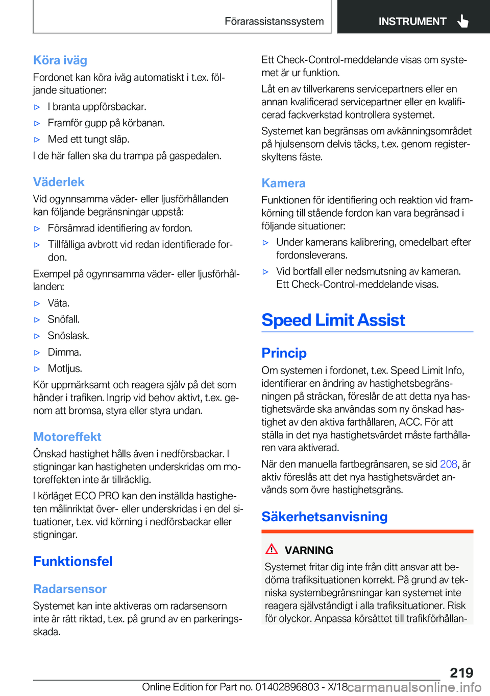 BMW 7 SERIES 2019  InstruktionsbÖcker (in Swedish) �K�