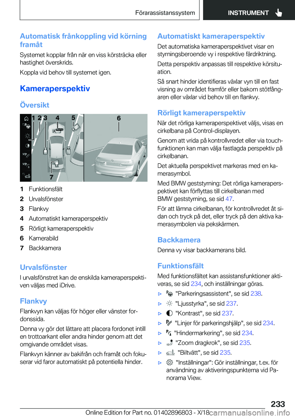 BMW 7 SERIES 2019  InstruktionsbÖcker (in Swedish) �A�u�t�o�m�a�t�i�s�k��f�r�å�n�k�o�p�p�l�i�n�g��v�i�d��k�