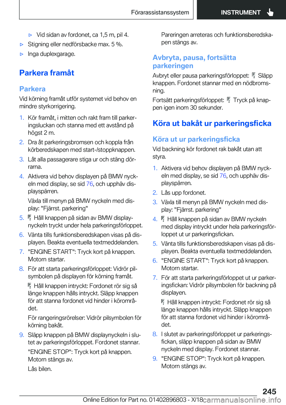 BMW 7 SERIES 2019  InstruktionsbÖcker (in Swedish) 'x�V�i�d��s�i�d�a�n��a�v��f�o�r�d�o�n�e�t�,��c�a��1�,�5��m�,��p�i�l��4�.'x�S�t�i�g�n�i�n�g��e�l�l�e�r��n�e�d�f�