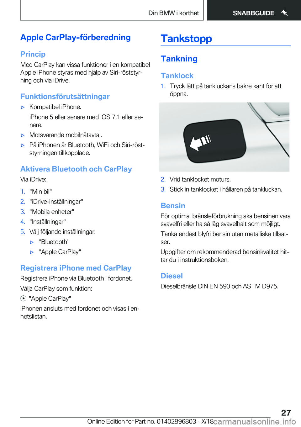 BMW 7 SERIES 2019  InstruktionsbÖcker (in Swedish) �A�p�p�l�e��C�a�r�P�l�a�y�-�f�
