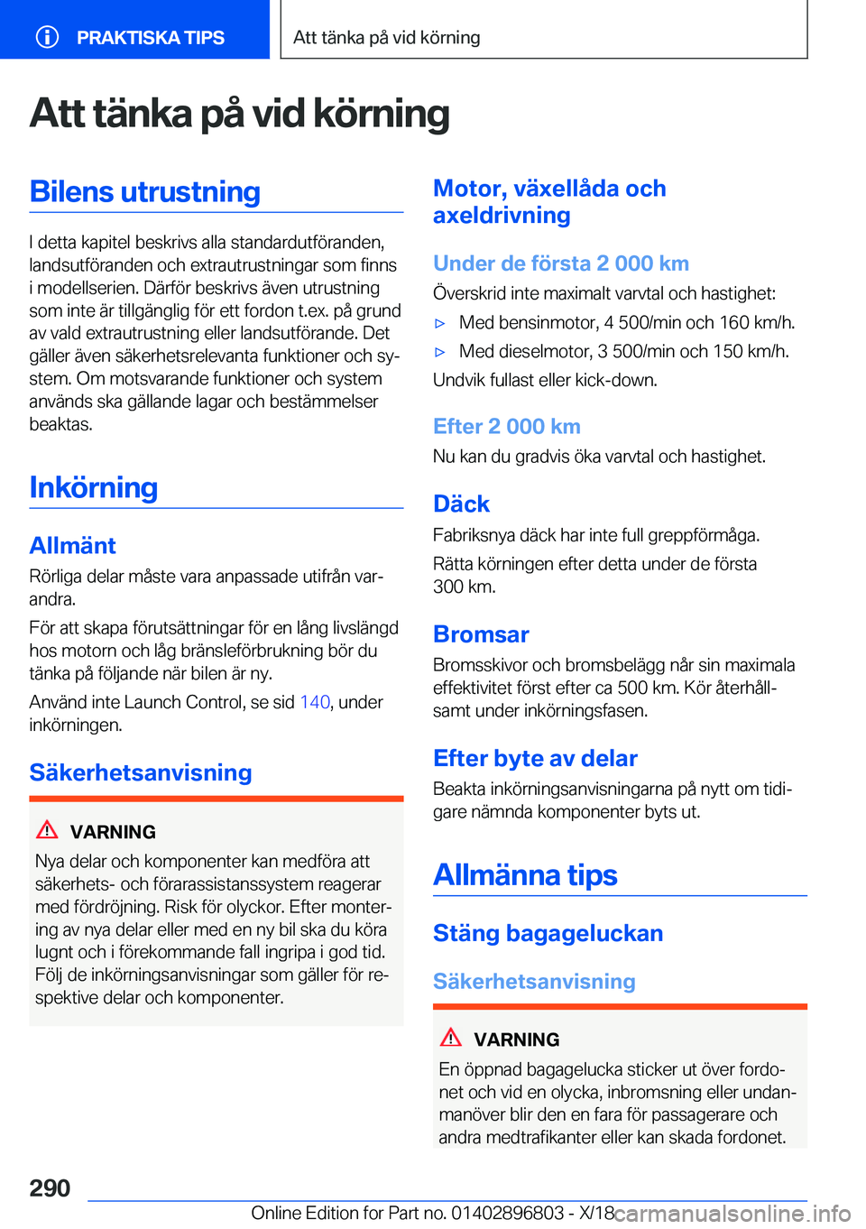 BMW 7 SERIES 2019  InstruktionsbÖcker (in Swedish) �A�t�t��t�ä�n�k�a��p�å��v�i�d��k�