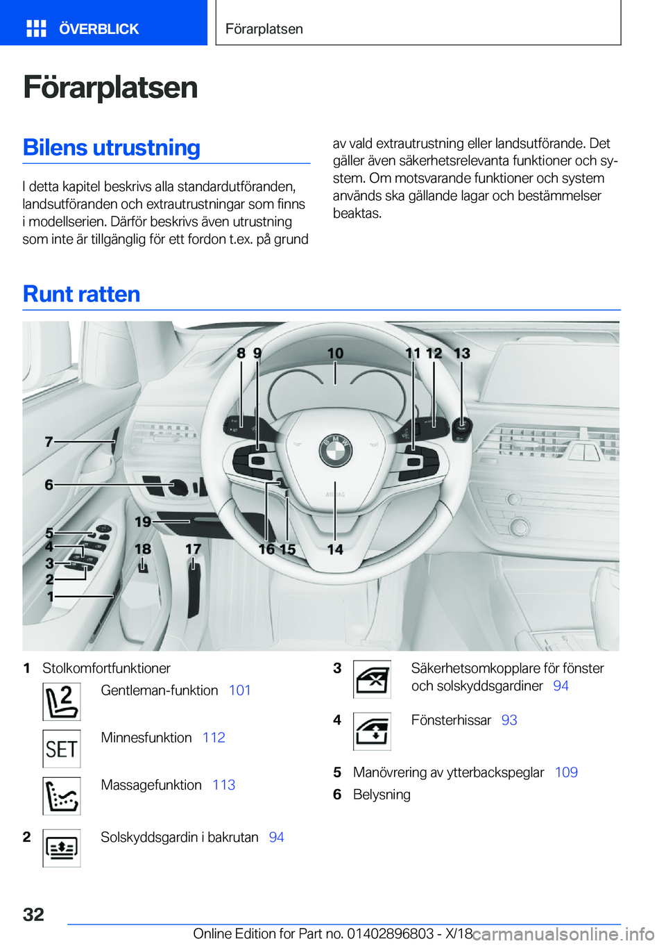 BMW 7 SERIES 2019  InstruktionsbÖcker (in Swedish) �F�