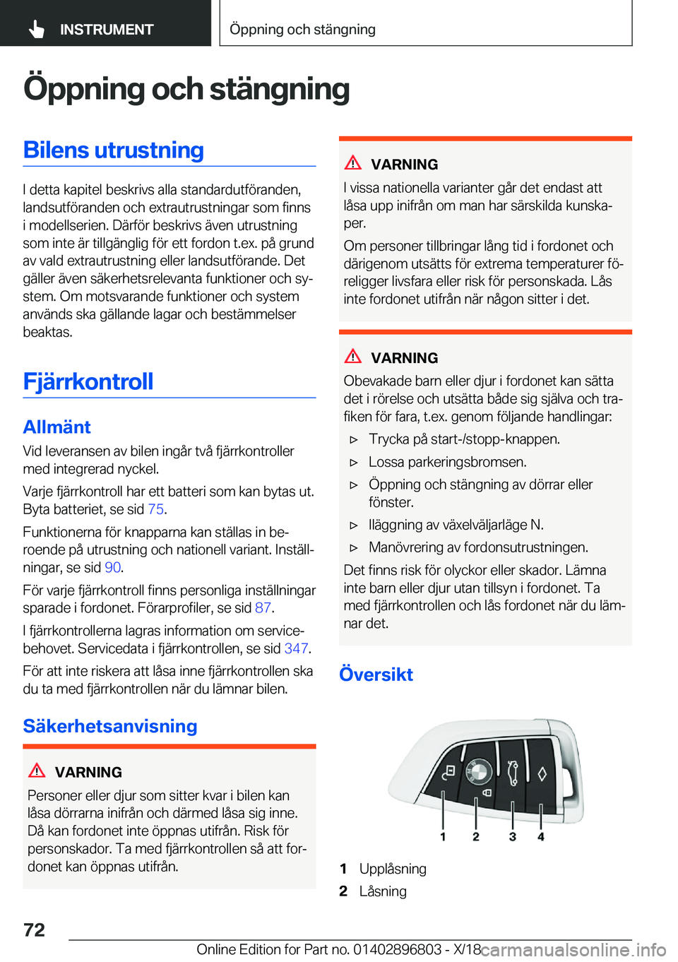 BMW 7 SERIES 2019  InstruktionsbÖcker (in Swedish) �