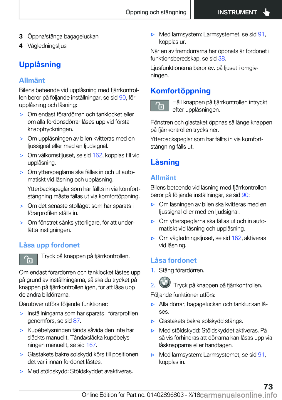 BMW 7 SERIES 2019  InstruktionsbÖcker (in Swedish) �3�
